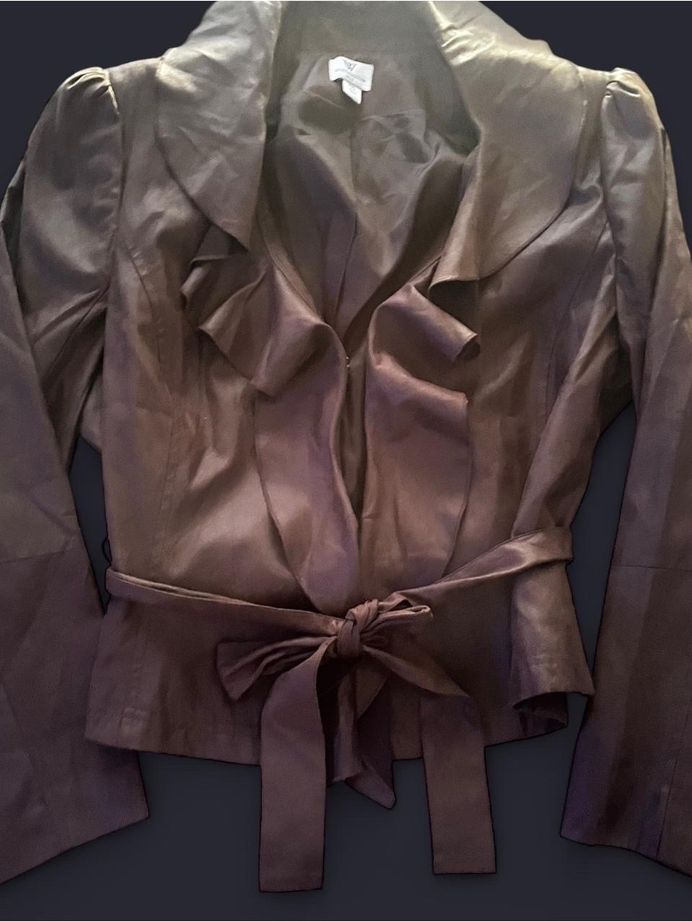 Worthington Brown Satin-Look Tie-Waist Blazer